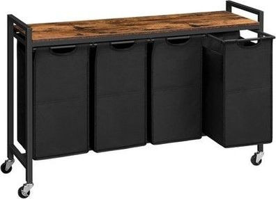 HOOBRO Wäschekorb, Wäschesammler mit Ablage, Wäschebox, Wäschewagen mit Rollen