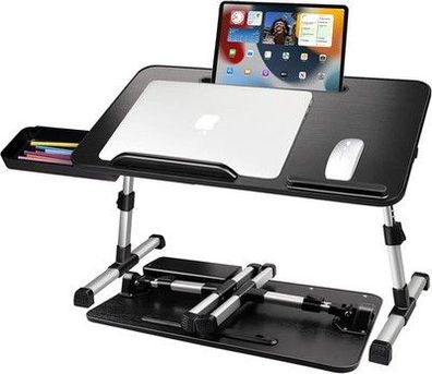 AirOpen Laptoptisch fürs Bett, Höhenverstellbar, Betttisch (53 x 30 cm, Schwarz)
