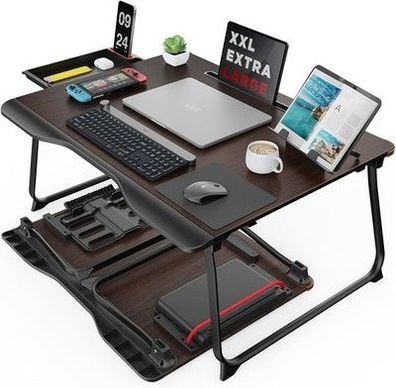 SAIJI Laptop Tisch für Bett, XXL klappbar Betttisch, Buchständer, schwarz