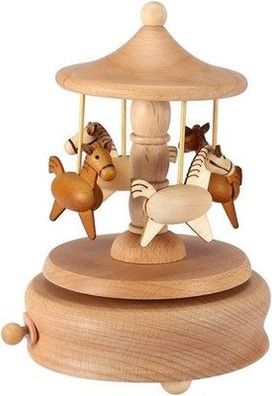 Nicoone Hölzerne Vintage Spieluhr Karussell Pferd Spieluhr Schöne Wende Pferd
