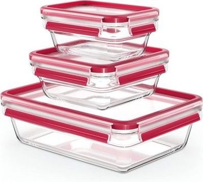 Emsa N10509 Clip & Close Glas Frischhaltedosen-Set 3-teilig | 0,45/0,8/2 L