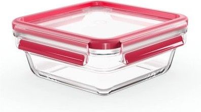 Emsa N10414 Clip & Close Glas Frischhaltedose quadratisch | 0,8 L | stapelbar