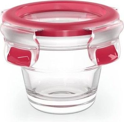 Emsa N10401 Clip & Close Glas Frischhaltedose rund | 0,1 L | stapelbar, Rot