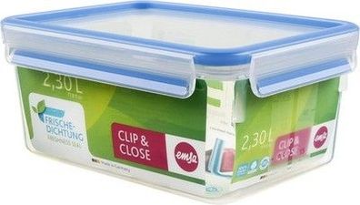 Emsa 508544 CLIP & CLOSE Frischhaltedose | 2,2 L | rechteckig | Clipbox, Blau