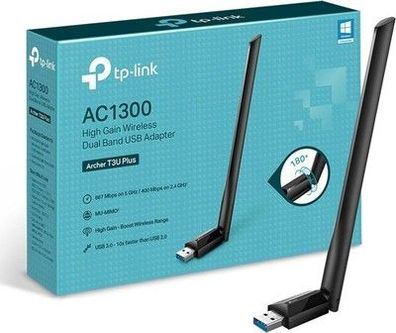 TP-Link Archer T3U Plus AC1300 High Gain USB WLAN Stick Adapter Antennen, 5GHz