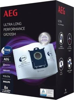 AEG GR210SM s-bag Ultra Long Performance Staubsaugerbeutel MegaPack 8 XXL Beutel