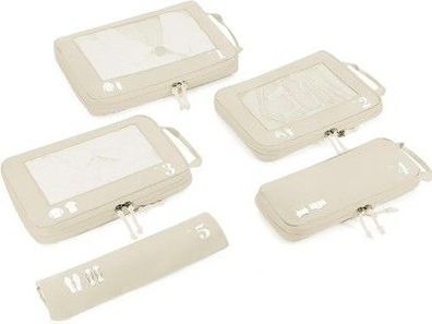 ECOHUB 5 Teilige Kompression Koffer Organizer Set Rucksack Compression (Beige)