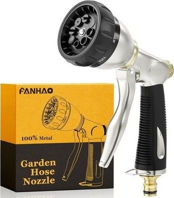 FANHAO Gartenschlauch Spritze, Gartenbrause 100% Metall mit 8 Sprühbildern