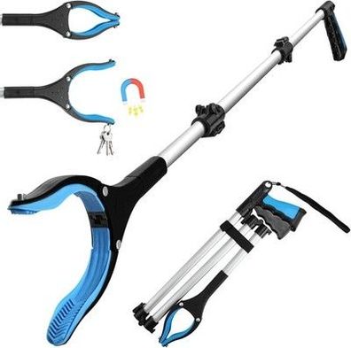 Housolution 110cm Greifer Faltbare Greifzange Senioren Lange Müllzange 360° blau