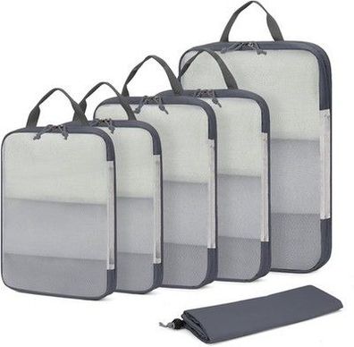 ECOHUB 6 Teilige Koffer Organizer Kompression Set, Netzgewebe Ultraleicht (Grau)