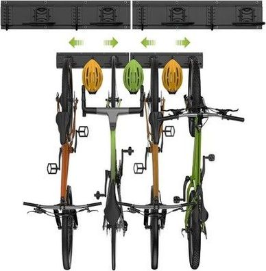Housolution Fahrrad Wandhalterung 32 Zoll für 4 Fahrräder + 3 Helme, für Garage