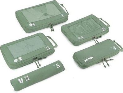 ECOHUB 5 Teilige Kompression Koffer Organizer Set Rucksack Compression (Grün)