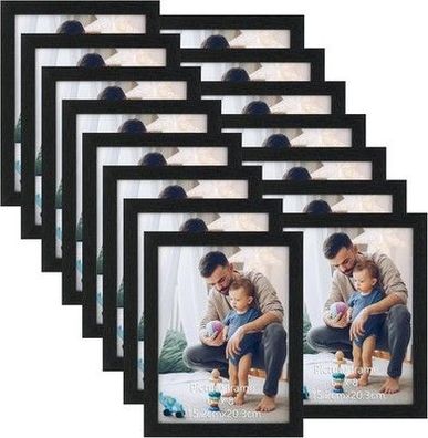 Horlimer 15er Set Bilderrahmen 15x20, Schwarze Holzmaserung Fotorahmen Collage