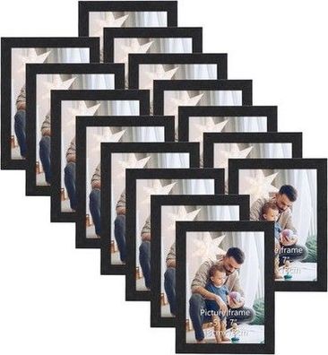 Horlimer 15er Bilderrahmen Set 13x18 cm, Schwarz Bilderrahmen mit Holzmaserung