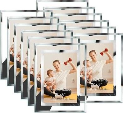 Hoikwo 12er-Set Bilderrahmen 10x15 cm, Glasfotorahmen für 15x10cm Fotos Rahmen