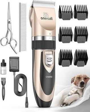 Oneisall Leise Hundeschermaschine Profi Schermaschine Hund Katze, + 6 Aufsätze