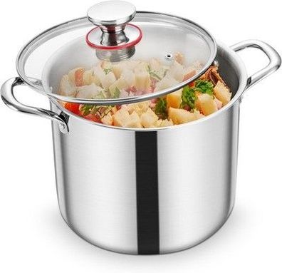 Homikit Kochtopf 10L, Groß Suppentopf Topf Induktion aus 3-Lagen Edelstahl
