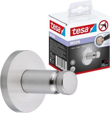 Tesa MOON Klebehaken, verchromt, runde Form - Bad-Haken zur Wandbefestigung