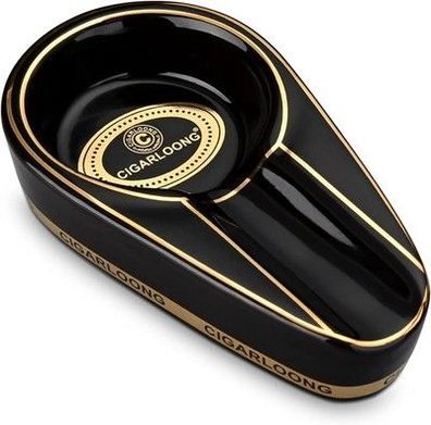 Cigarloong Zigarren Aschenbecher Single Classic Keramik Aschenbecher in schwarz