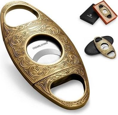 Cigarloong Zigarrenschneider Edelstahl Bronze graviert Double Cut Klinge (Gold)