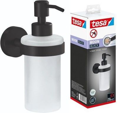 Tesa Moon Black Seifenspender, matt schwarz, Pumpspender aus satiniertem Glas