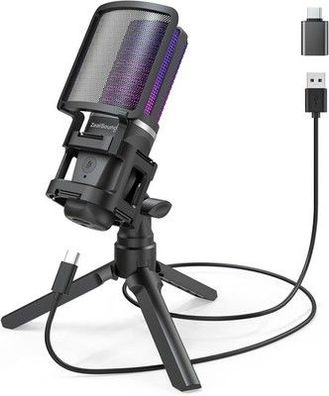 Zealsound Gaming USB Mikrofon PC, für Streaming Podcast Studio, Mikro, Zubehörr