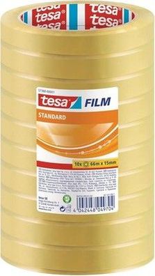 Tesafilm standard Transparent Multifunktions-Klebeband (66m x 15 mm - 10er Pack)