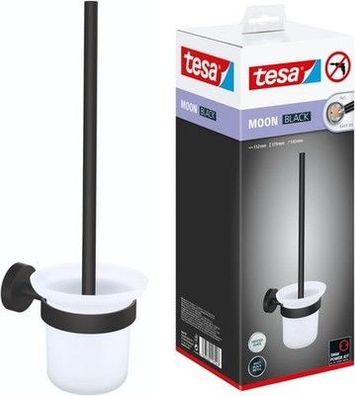 Tesa Moon Black WC-Garnitur, Set mit Halter & WC-Bürste, matt schwarz, Bad