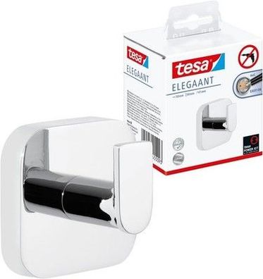 Tesa Elegaant Handtuchhaken, verchromt - Bad-Haken zur Wandbefestigung, Haken