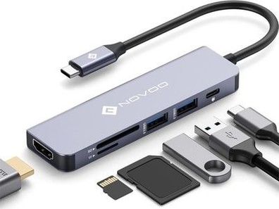 NOVOO USB C Hub 4K HDMI USB C Adapter Docking Station mit 100W PD,4K HDMI