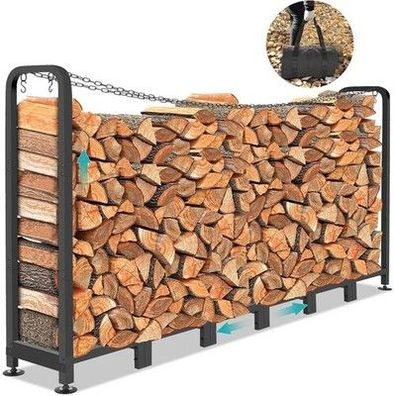Himimi Metall Kaminholzregal 235 x 32 x 116cm, Brennholzregal Außen 1,2 m³/ 1,4