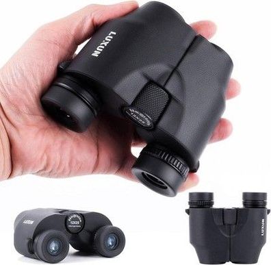 LUXUN 12x25 Kompakt Fernglas für Erwachsene und Kinder, Easy Focus IPX3, schwarz