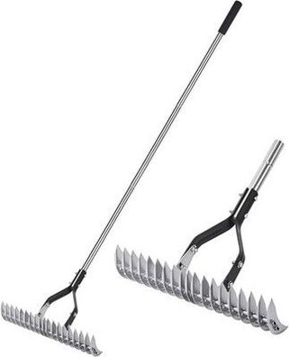 YEELOR Rechen für Landschaftsbau, 38,1 cm, robuster Gartenrechen Edelstahlgriff