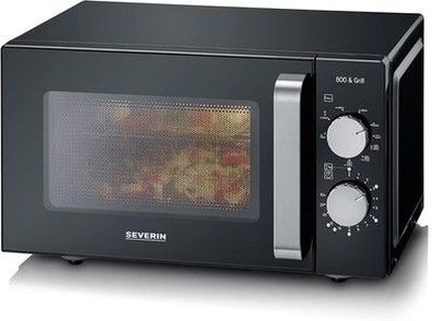 Severin 2-in-1 Mikrowelle mit Grill, Nutzung auf 2 Ebenen flacher Glasboden, 20L