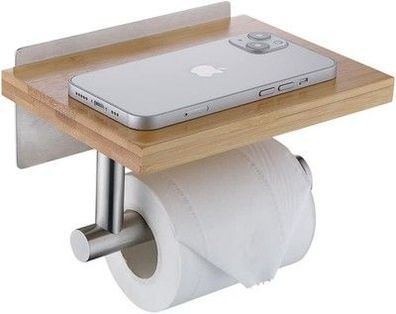 HomeHeng Toilettenpapierhalter mit Natürlichem Bambus Ablage Klopapier-Halter