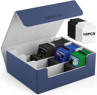 Mlikero Sammelkarten-Aufbewahrungsbox für 1800+ Karten, 10 Kartenteilern (Blau)