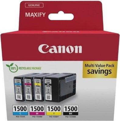Canon Tinte - PGI-1500 C/M/Y/BK Original Drucker Farbdruckerpatronen - 4er-Pack