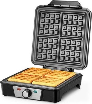 Reemix Waffeleisen für 4 belgische Waffeln, 1200 W Waffel Elektrisch - Edelstahl