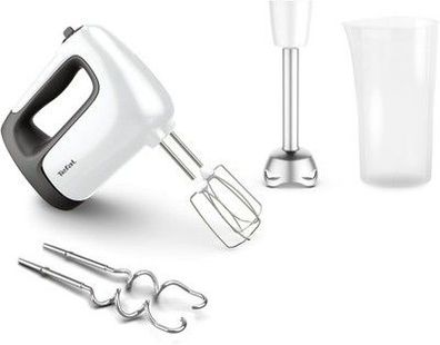 Tefal Prep'Mix + Handmixer mit Pürierstab-Aufsatz, weiß/grau, HT462138, 5 Modis