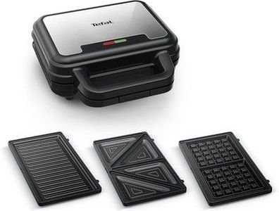 Tefal Ultracompact 3-in-1 Sandwich-Waffel-Panini Kombigerät, SW383D10, Edelstahl