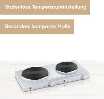 Severin Doppel Kochplatte für Küche, Büro oder Camping kleine Herdplatte DK 1042