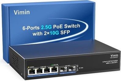 6-Port 2,5G PoE-Switch Unmanaged, 4X 2,5G Base-T PoE-Port+2X 10Gbps SFP+, 60Gbps