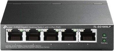 TP-Link TL-SG1005LP 5-Port Gigabit PoE Switch mit 4 PoE+ Ports (40 Watt, RJ-45)