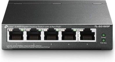 TP-Link TL-SG1005P 5-Port Gigabit LAN PoE Switch mit 4 PoE+ Ports (65 Watt)