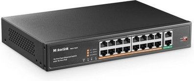 MokerLink 18 Port PoE Switch, 16 PoE+ 10/100Mbps, 2 Gigabit Uplink , 250 Watt