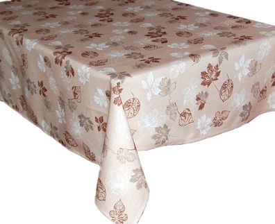 Herbst Blätter Beige Tafeltuch Stoff Tischdecke Tischtuch Tischwäsche Pflegeleicht
