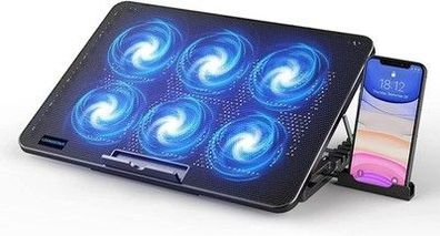 Liangstar Kühler, 6 Leise Fans Gaming Cooler Kühlpads, Bis 17 Zoll (Blau) USB