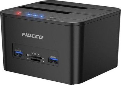 FIDECO Festplatten Dockingstation, USB 3.0 Dualschacht Festplatten Docking SATA