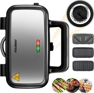 Waffeleisen 3 in 1, Sandwichmaker, Kontaktgrill, Sandwichtoaster - 1200W schwarz