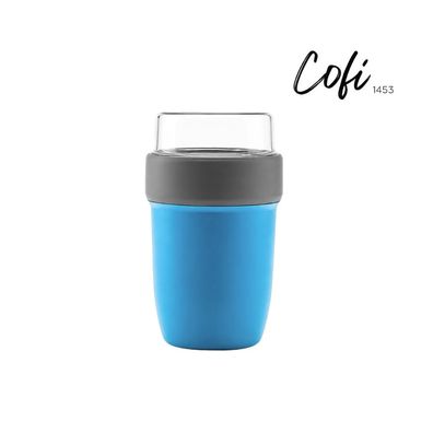 Müslibecher To Go 500 ml, BPA-Frei - Joghurtbecher mit Deckel, Blau